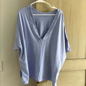 Women's Light Blue V-Neck top free people movement